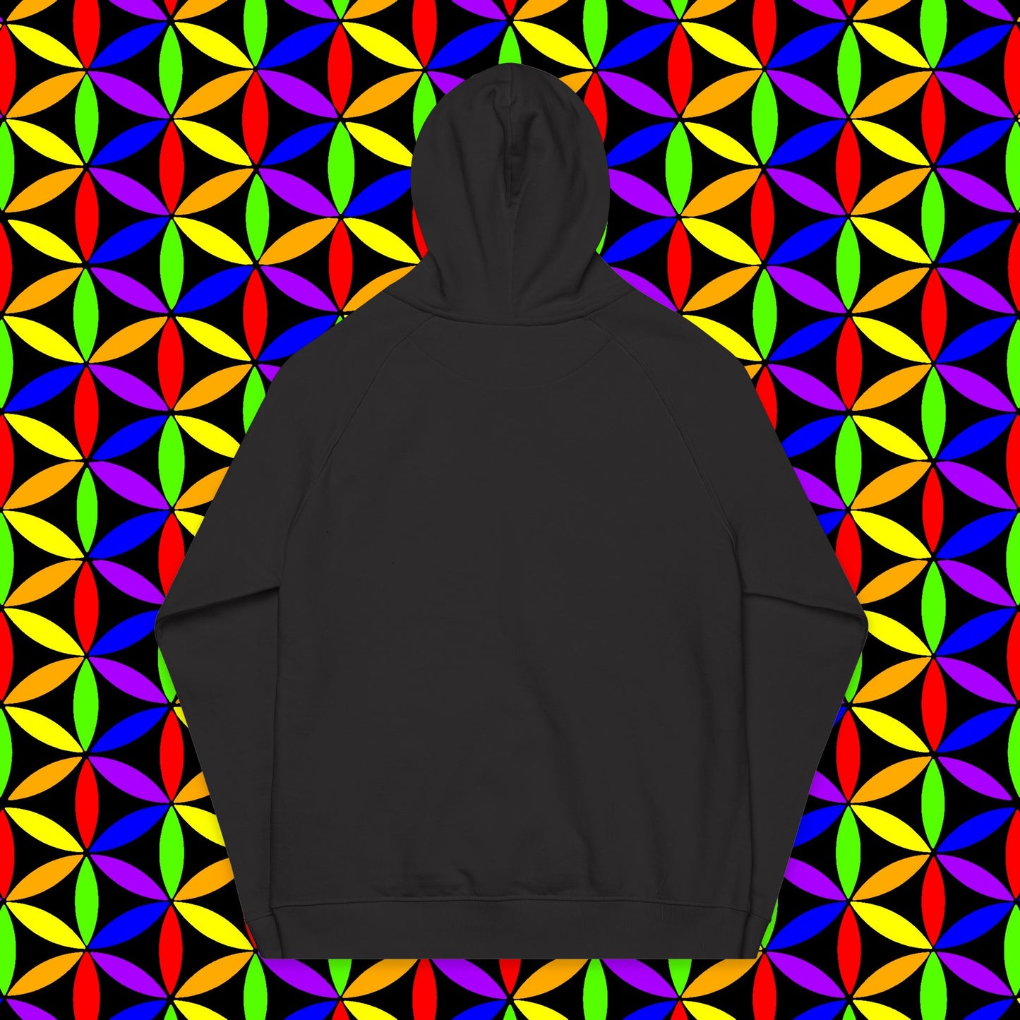 Organic Cotton Hoodie, Rainbow Flower of Life (Embroidery), Sustainable Sweatshirt, Conscious Clothing, Mindful Fashion, Nature
