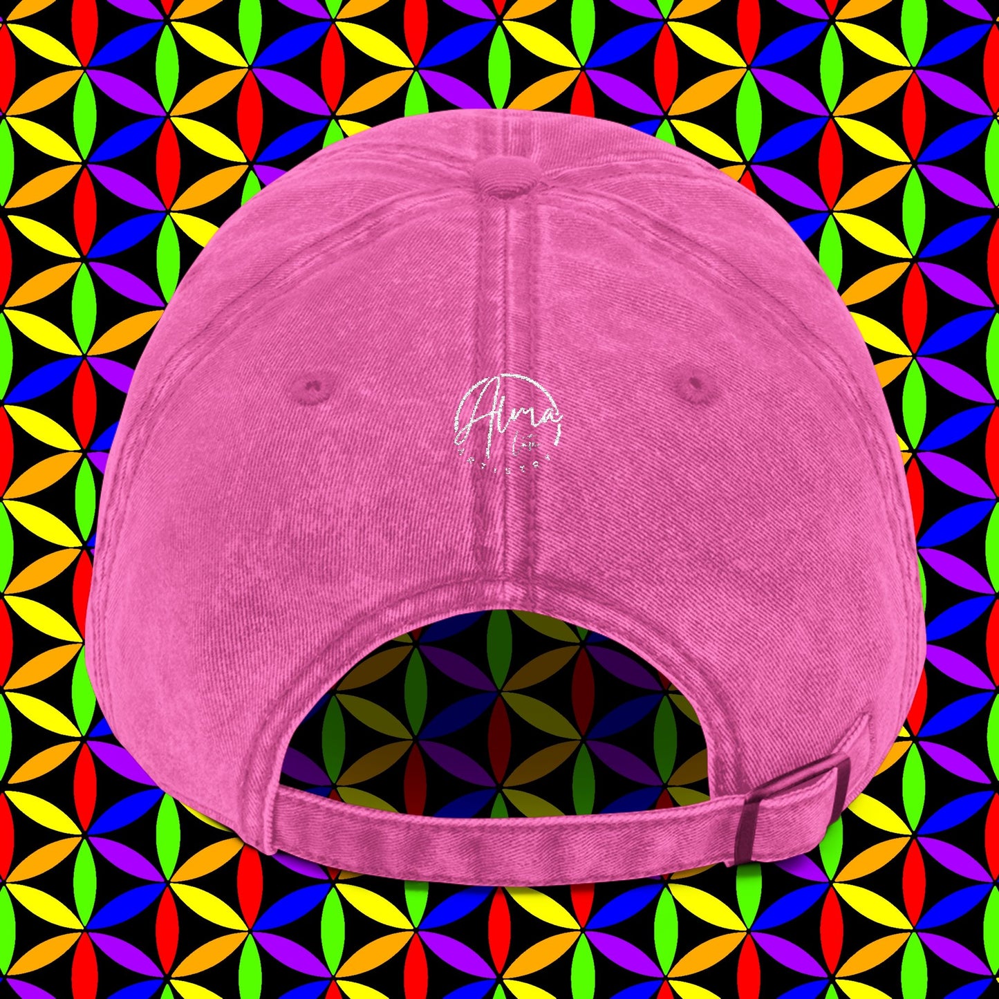 Embroidered Dad Hat | Rainbow Flower of Life Design | 100% Cotton | Conscious Spiritual Dad Hat | Sacred Geometry Hat Embroidery