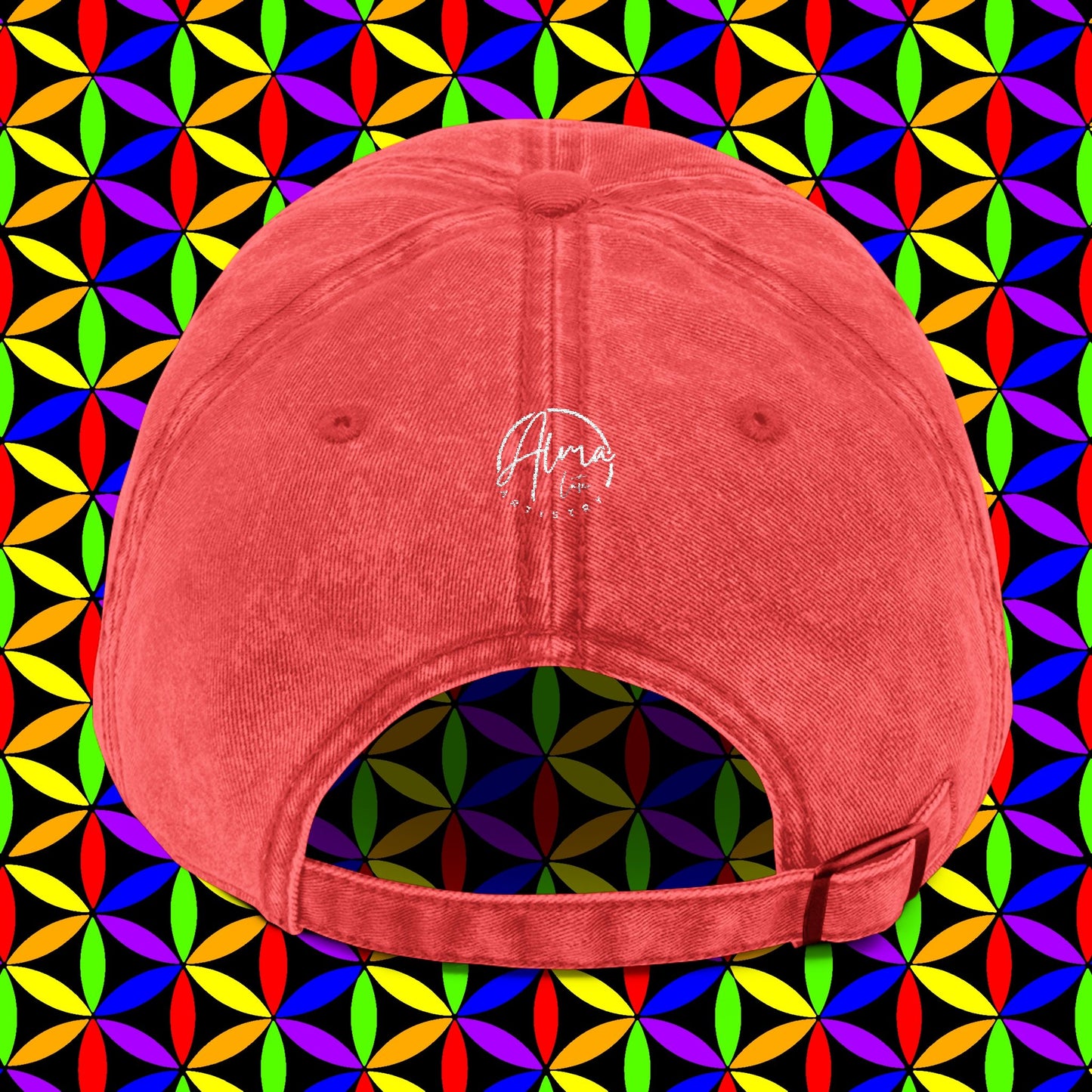 Embroidered Dad Hat | Rainbow Flower of Life Design | 100% Cotton | Conscious Spiritual Dad Hat | Sacred Geometry Hat Embroidery