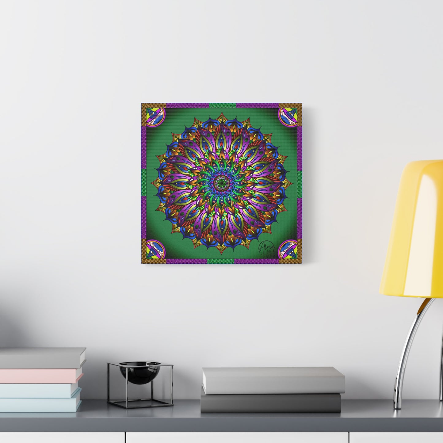 AlmaLaterArt, Mandala Meditation tool Art canvas, Psychedelic Visionary Art, Spiritual Wall Decor, Boho Home Decor, Mandala Art