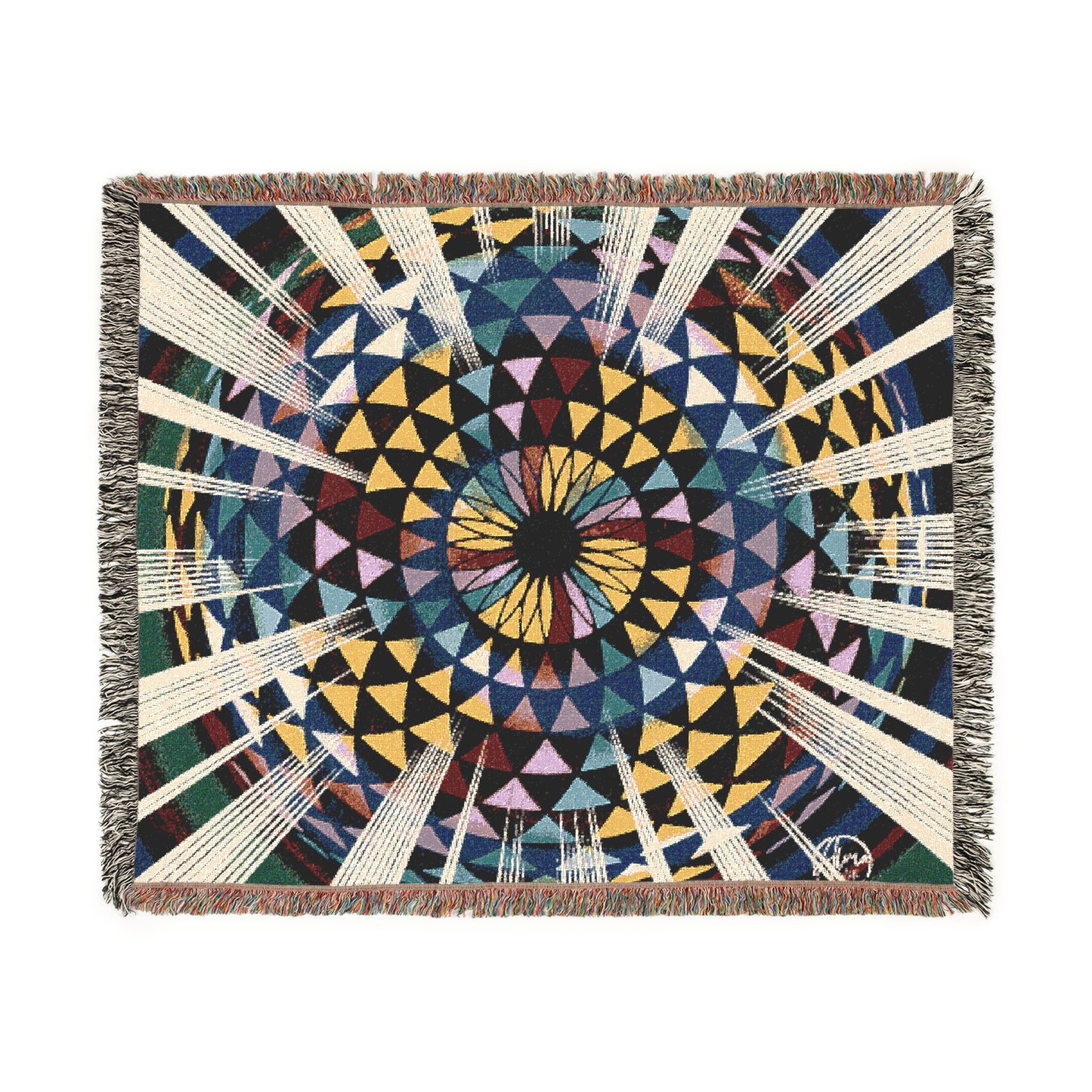 100% Cotton Woven Blanket| Rainbow Torus Design | Art Blanket | Alma Later Art | Trippy Art Blanket