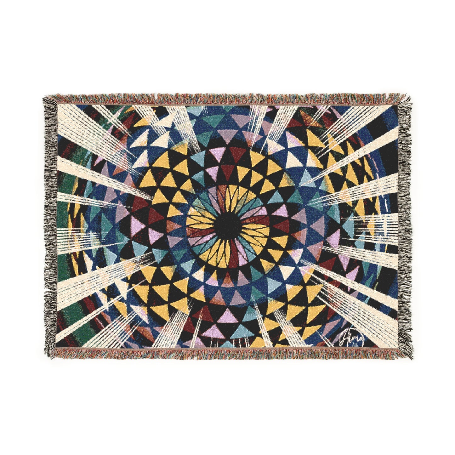 100% Cotton Woven Blanket| Rainbow Torus Design | Art Blanket | Alma Later Art | Trippy Art Blanket