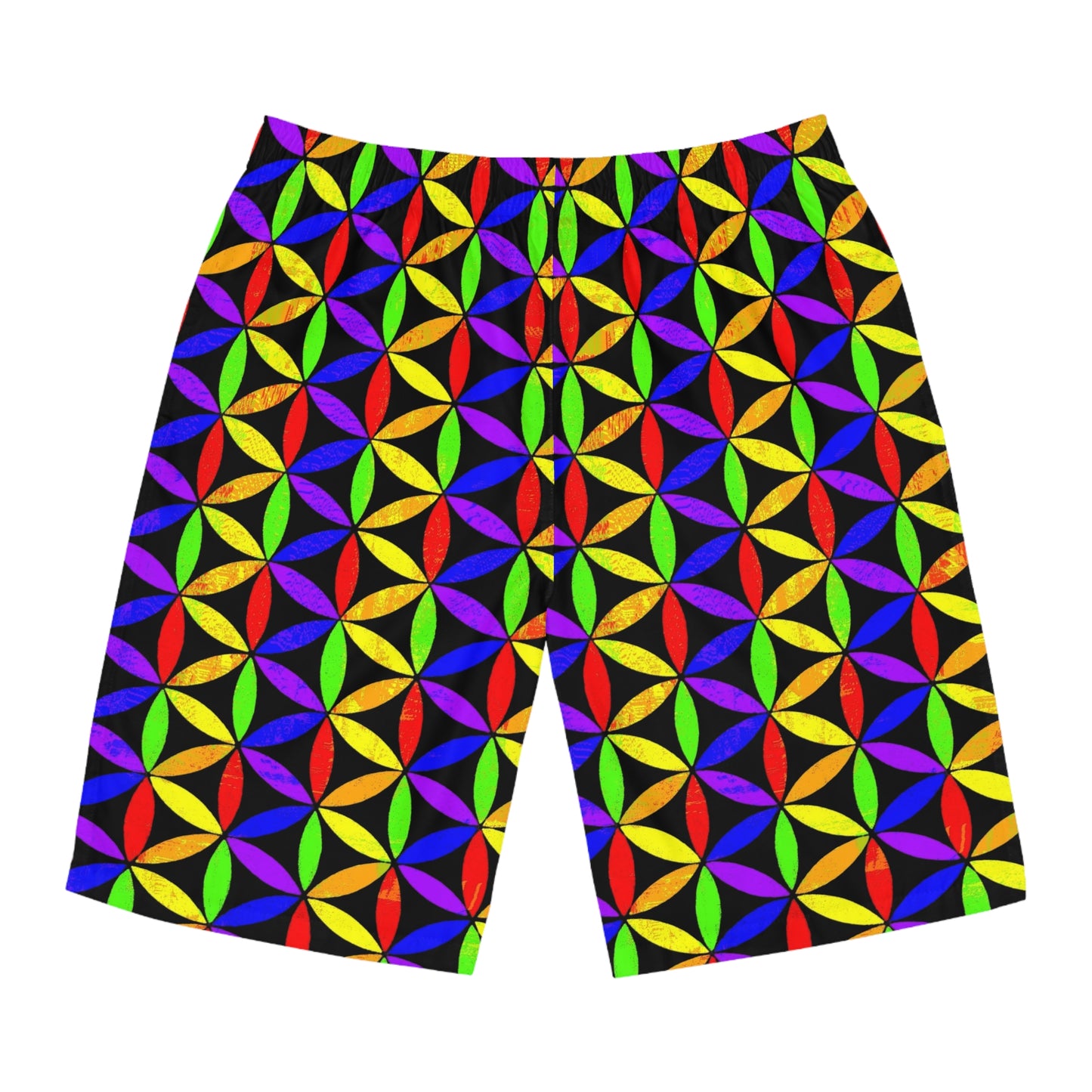 Men's Board Shorts Rainbow Flower of Life Sacred Geometry | Summer Lifestyle