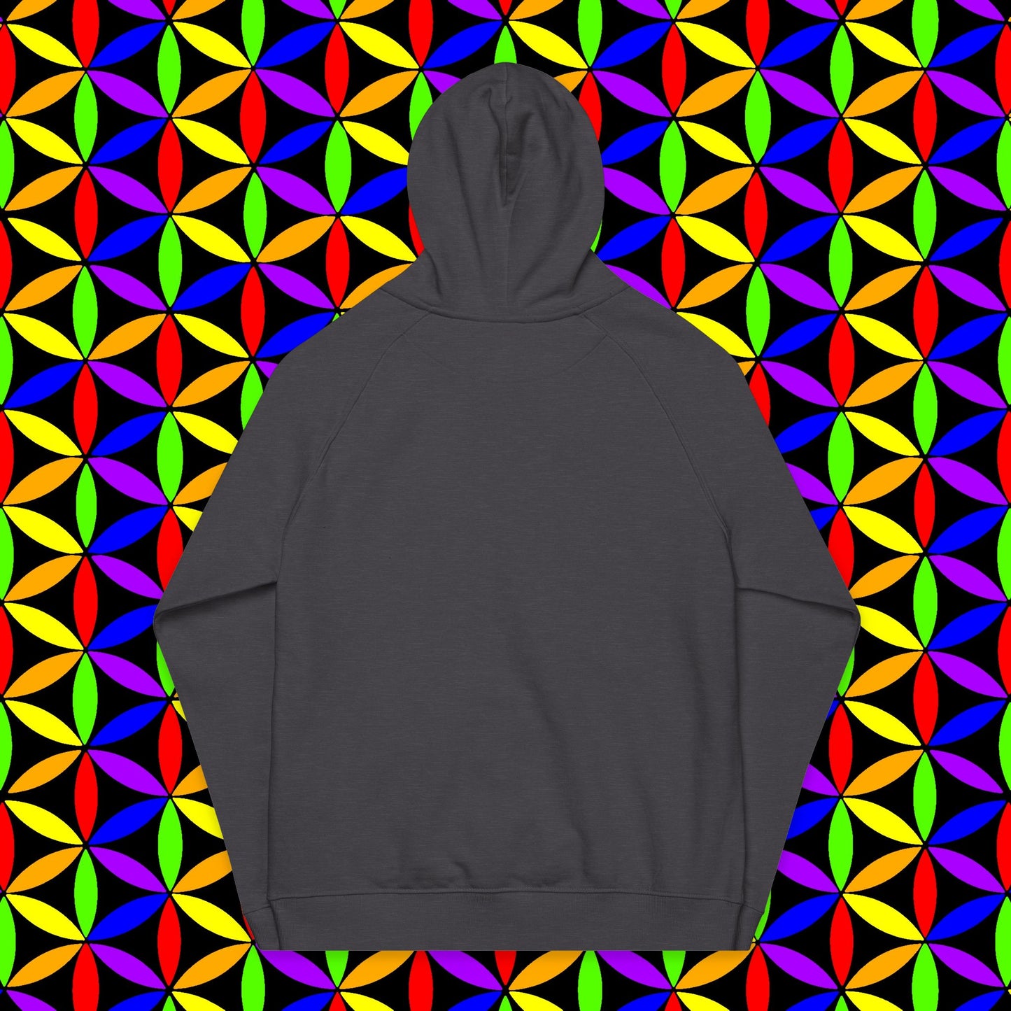Organic Cotton Hoodie, Rainbow Flower of Life (Embroidery), Sustainable Sweatshirt, Conscious Clothing, Mindful Fashion, Nature