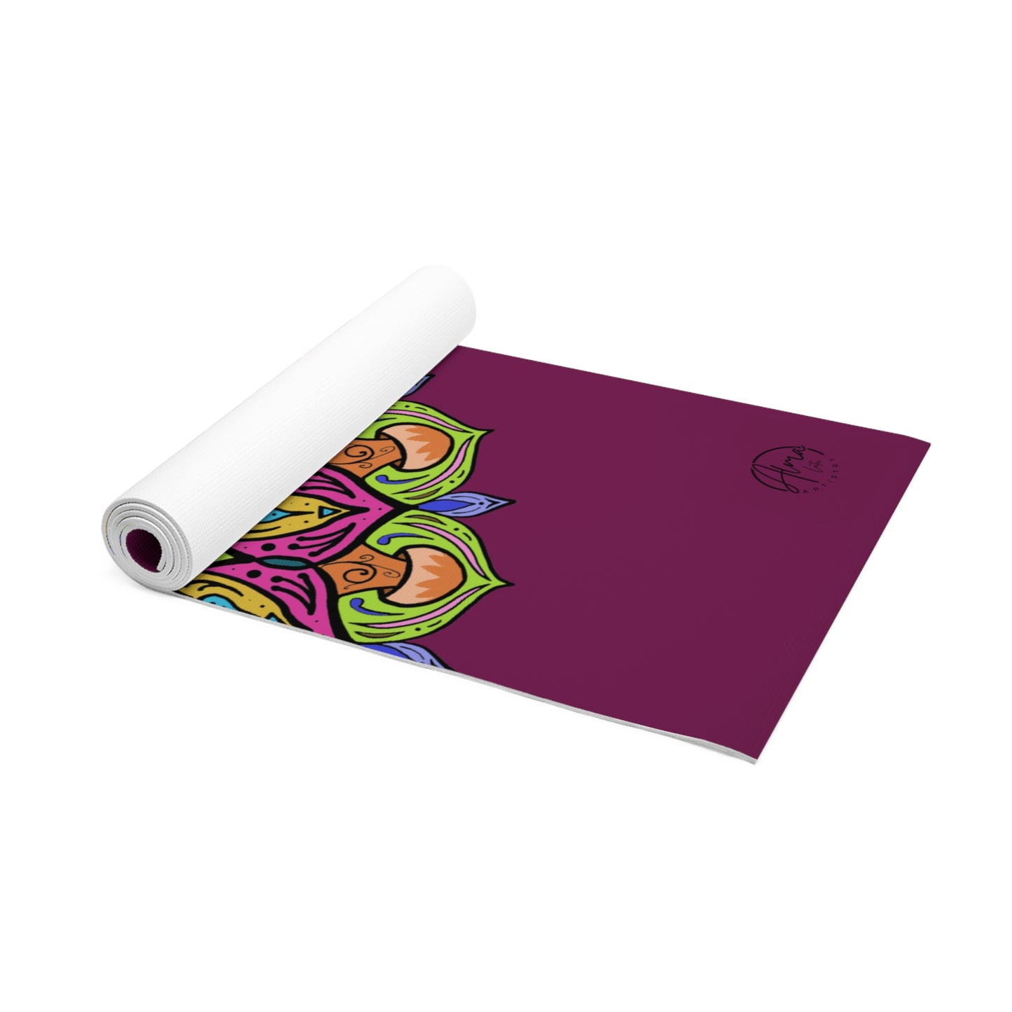 Yoga Mat, Sacred Geometry Mandala Pattern By AlmaLaterArt, Power of Mushrooms, Meditation Mat, Workout Mat, Visionary Art yoga mat