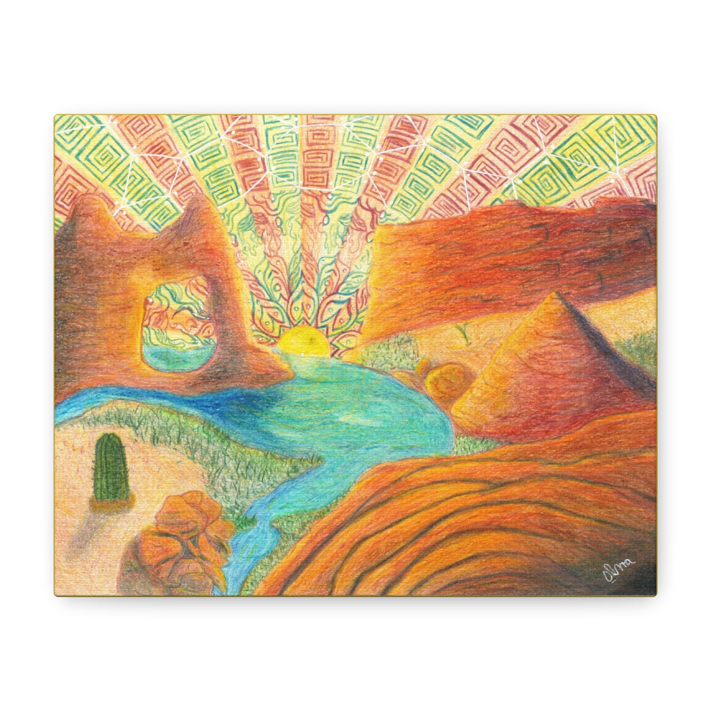 Canvas Art - Sunset Serenity by Alma Later Art - Psychedelic Visionary Trippy Nature Wall Decor