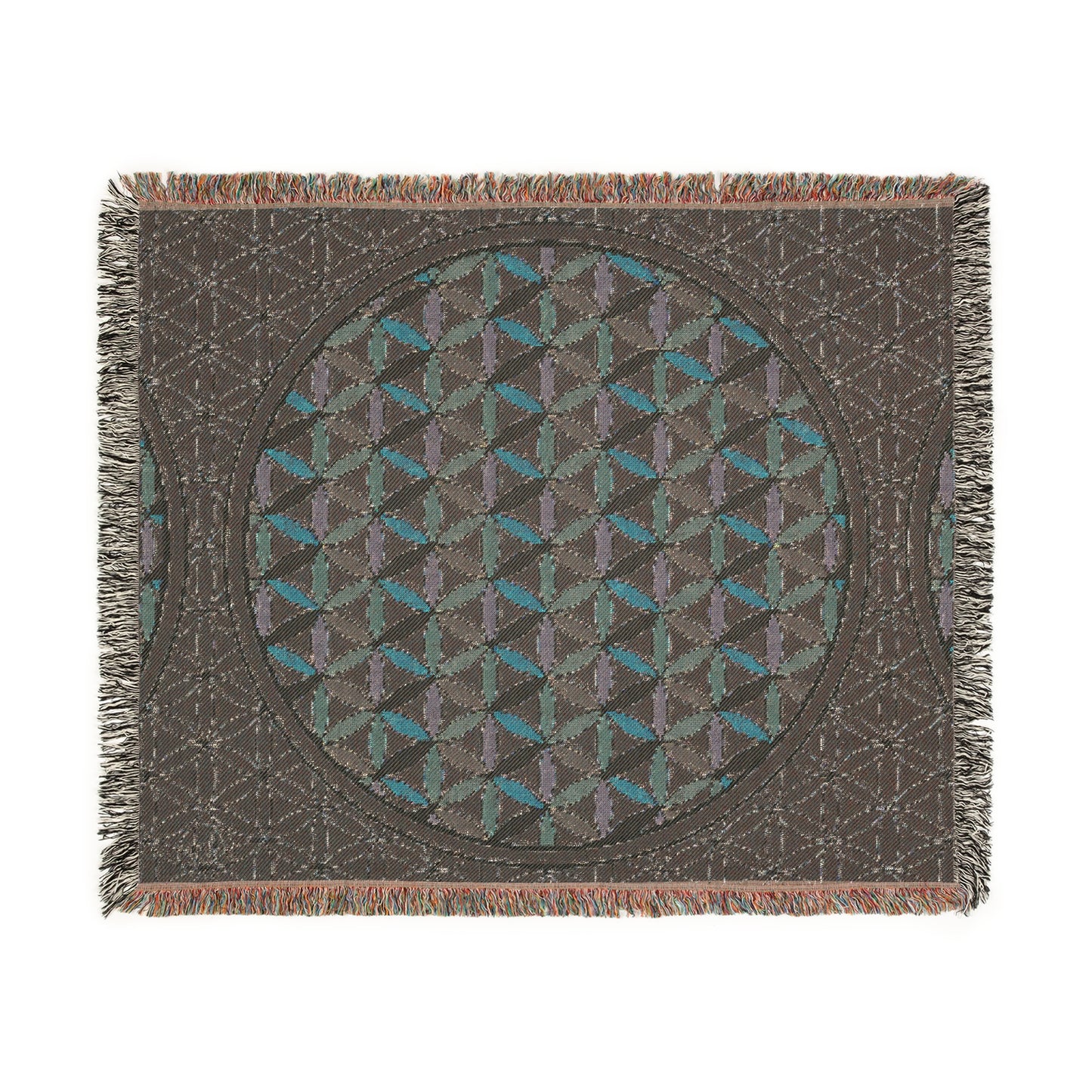 Rainbow Flower of Life Blanket | 100% cotton Woven Blanket | Sacred Geometry Art Blanket | Festival Blanket | Meditation Blanket