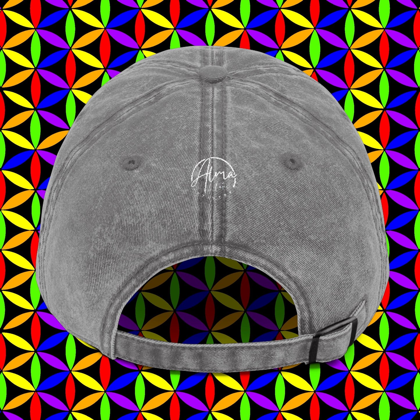 Embroidered Dad Hat | Rainbow Flower of Life Design | 100% Cotton | Conscious Spiritual Dad Hat | Sacred Geometry Hat Embroidery