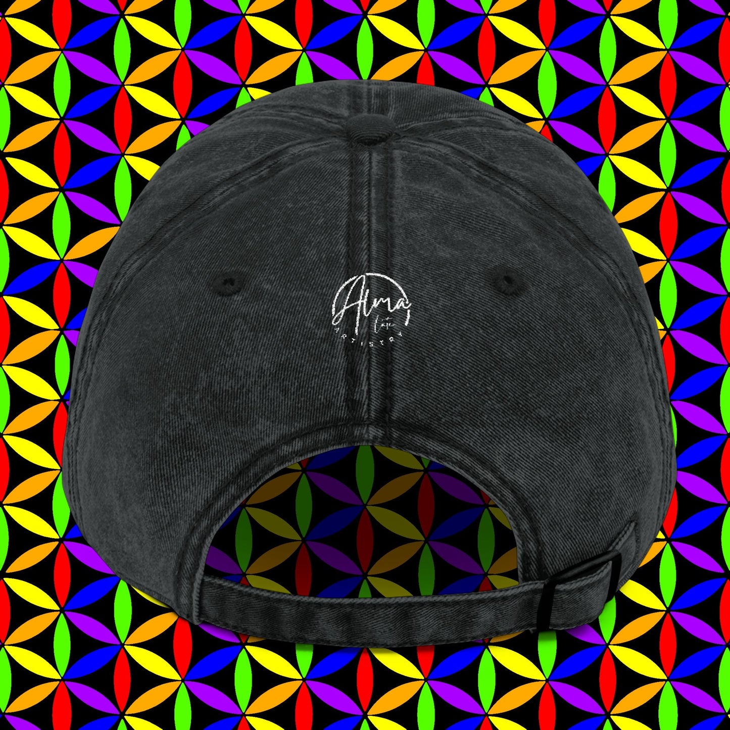 Embroidered Dad Hat | Rainbow Flower of Life Design | 100% Cotton | Conscious Spiritual Dad Hat | Sacred Geometry Hat Embroidery
