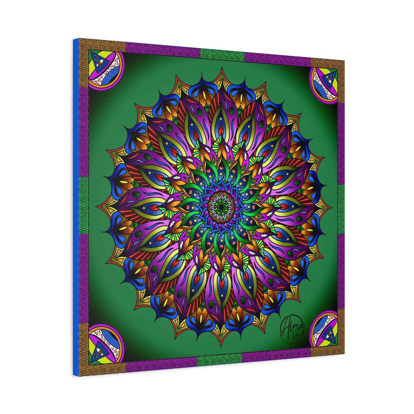 AlmaLaterArt, Mandala Meditation tool Art canvas, Psychedelic Visionary Art, Spiritual Wall Decor, Boho Home Decor, Mandala Art