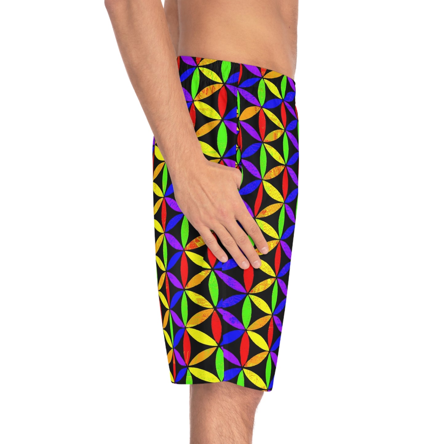 Men's Board Shorts Rainbow Flower of Life Sacred Geometry | Summer Lifestyle