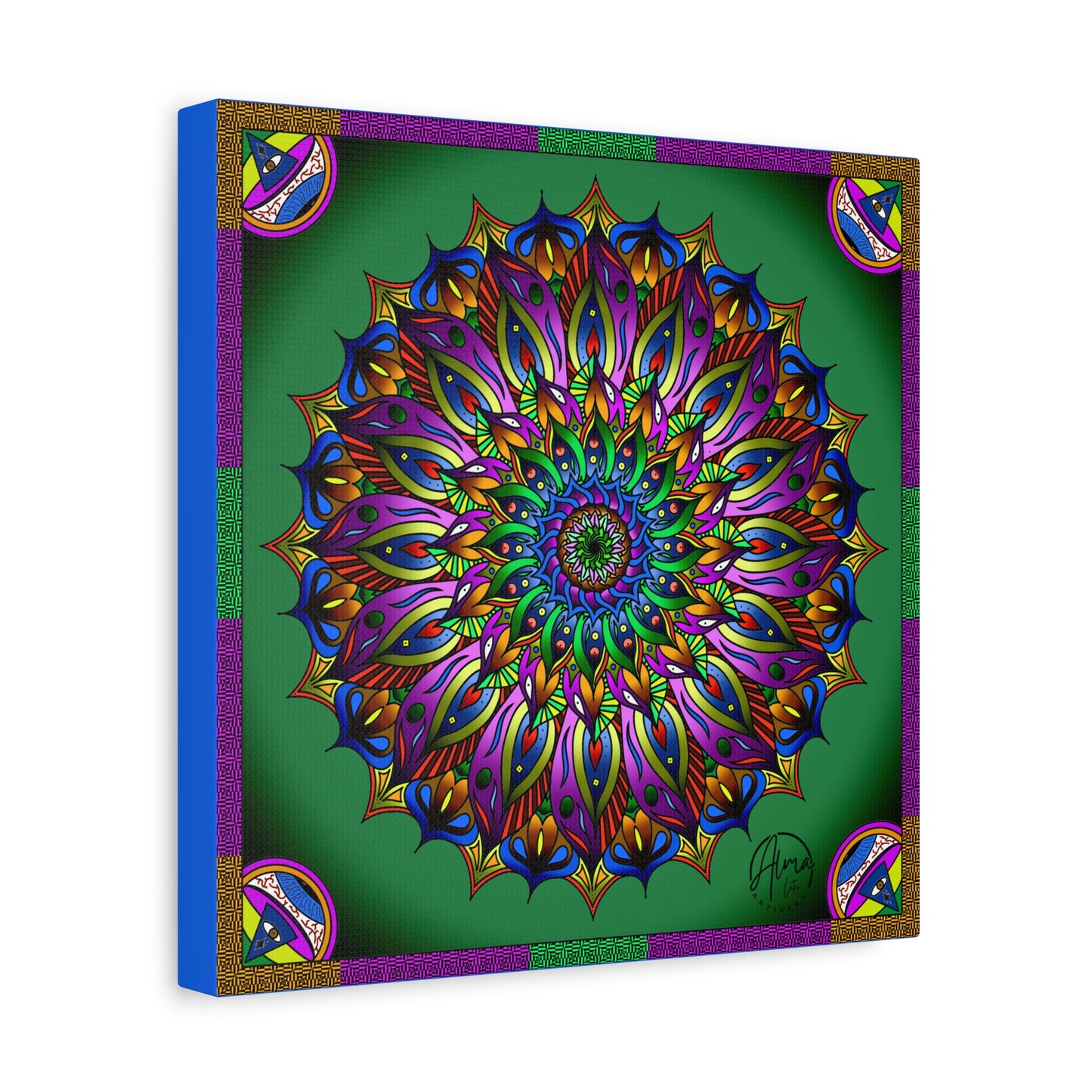 AlmaLaterArt, Mandala Meditation tool Art canvas, Psychedelic Visionary Art, Spiritual Wall Decor, Boho Home Decor, Mandala Art