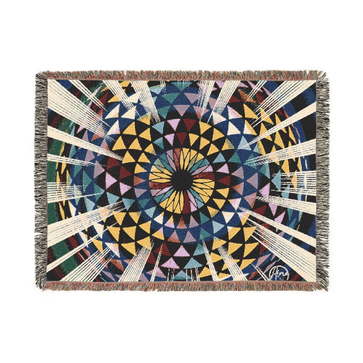 100% Cotton Woven Blanket| Rainbow Torus Design | Art Blanket | Alma Later Art | Trippy Art Blanket