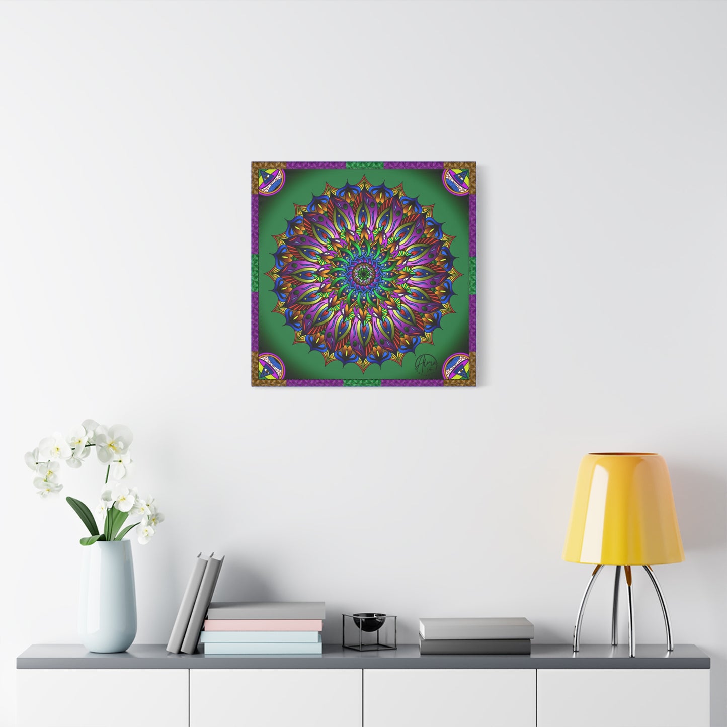 AlmaLaterArt, Mandala Meditation tool Art canvas, Psychedelic Visionary Art, Spiritual Wall Decor, Boho Home Decor, Mandala Art