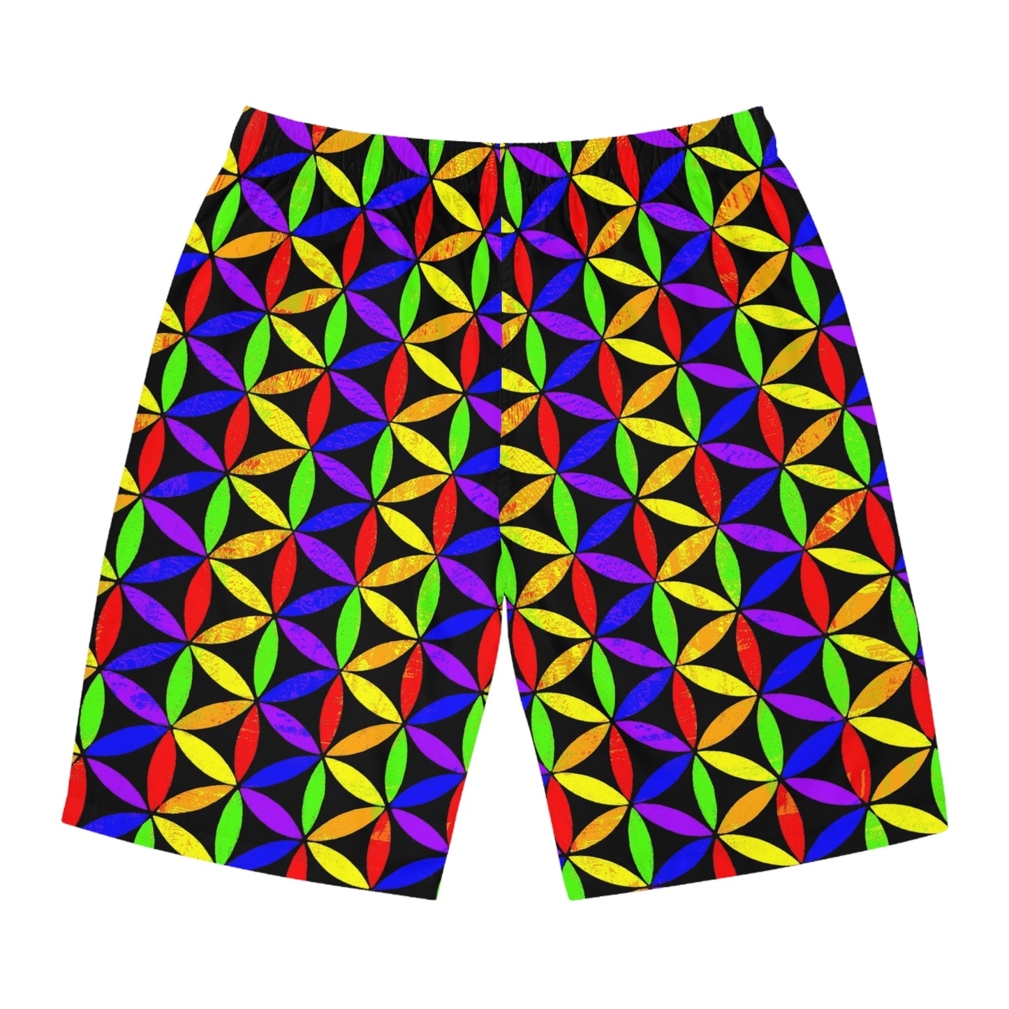 Men's Board Shorts Rainbow Flower of Life Sacred Geometry | Summer Lifestyle