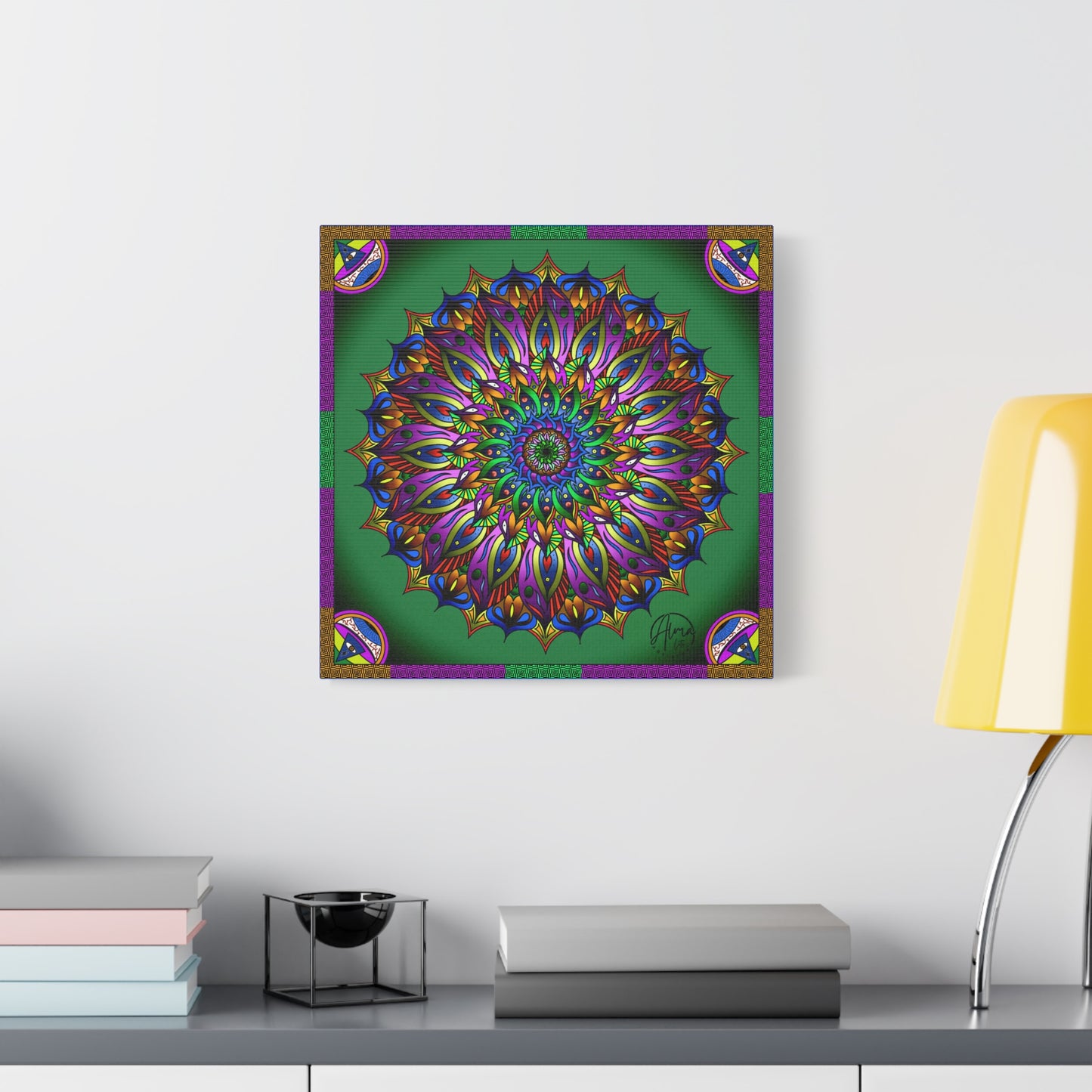 AlmaLaterArt, Mandala Meditation tool Art canvas, Psychedelic Visionary Art, Spiritual Wall Decor, Boho Home Decor, Mandala Art