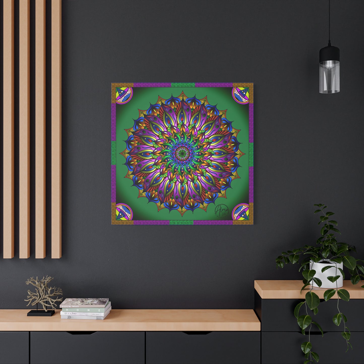 AlmaLaterArt, Mandala Meditation tool Art canvas, Psychedelic Visionary Art, Spiritual Wall Decor, Boho Home Decor, Mandala Art