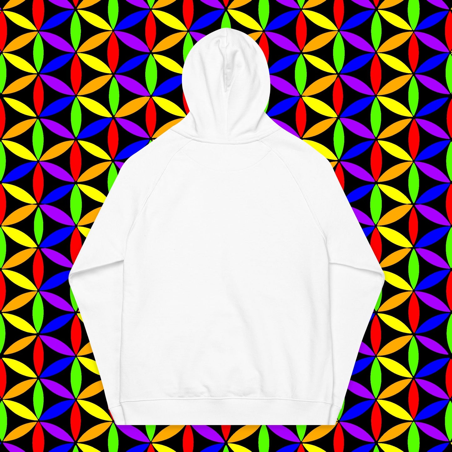 Organic Cotton Hoodie, Rainbow Flower of Life (Embroidery), Sustainable Sweatshirt, Conscious Clothing, Mindful Fashion, Nature