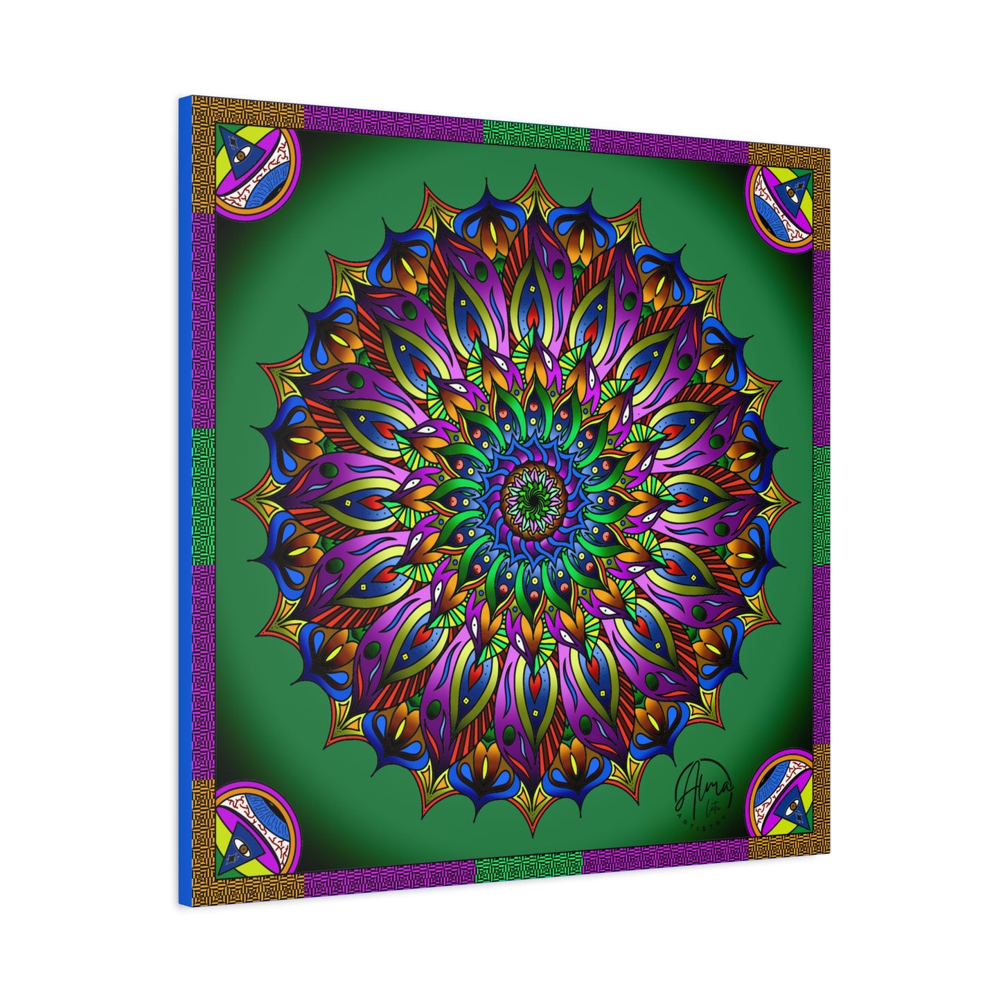 AlmaLaterArt, Mandala Meditation tool Art canvas, Psychedelic Visionary Art, Spiritual Wall Decor, Boho Home Decor, Mandala Art