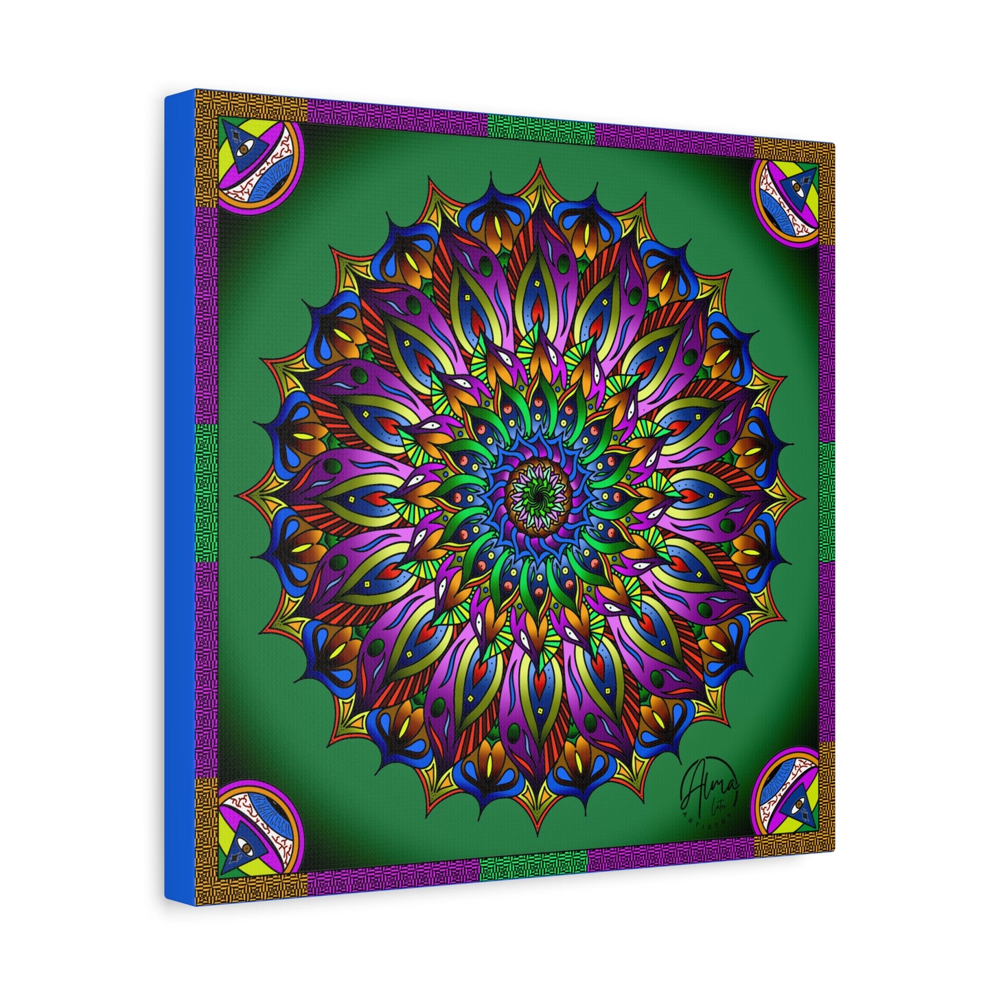 AlmaLaterArt, Mandala Meditation tool Art canvas, Psychedelic Visionary Art, Spiritual Wall Decor, Boho Home Decor, Mandala Art