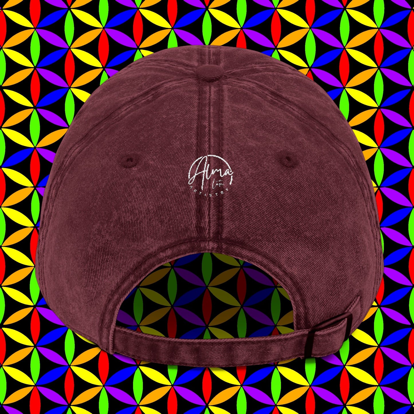 Embroidered Dad Hat | Rainbow Flower of Life Design | 100% Cotton | Conscious Spiritual Dad Hat | Sacred Geometry Hat Embroidery