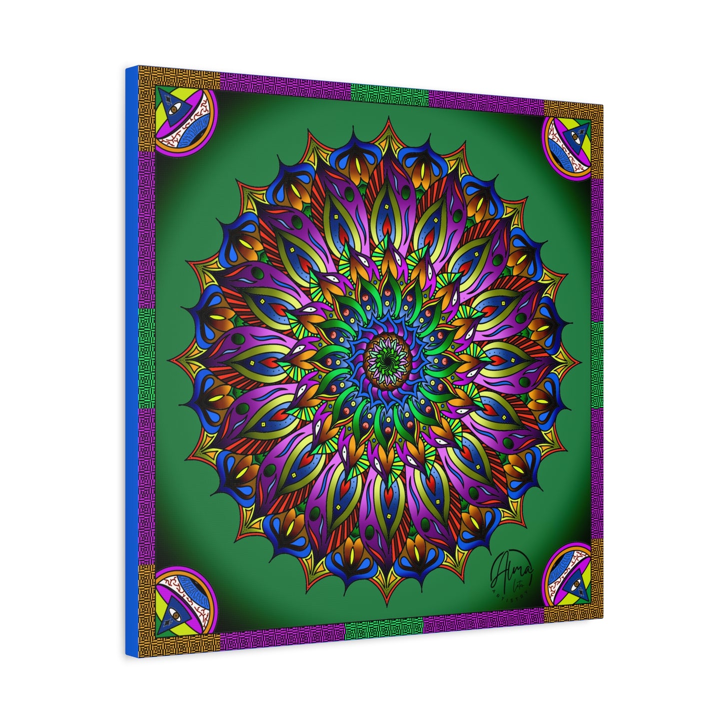 AlmaLaterArt, Mandala Meditation tool Art canvas, Psychedelic Visionary Art, Spiritual Wall Decor, Boho Home Decor, Mandala Art