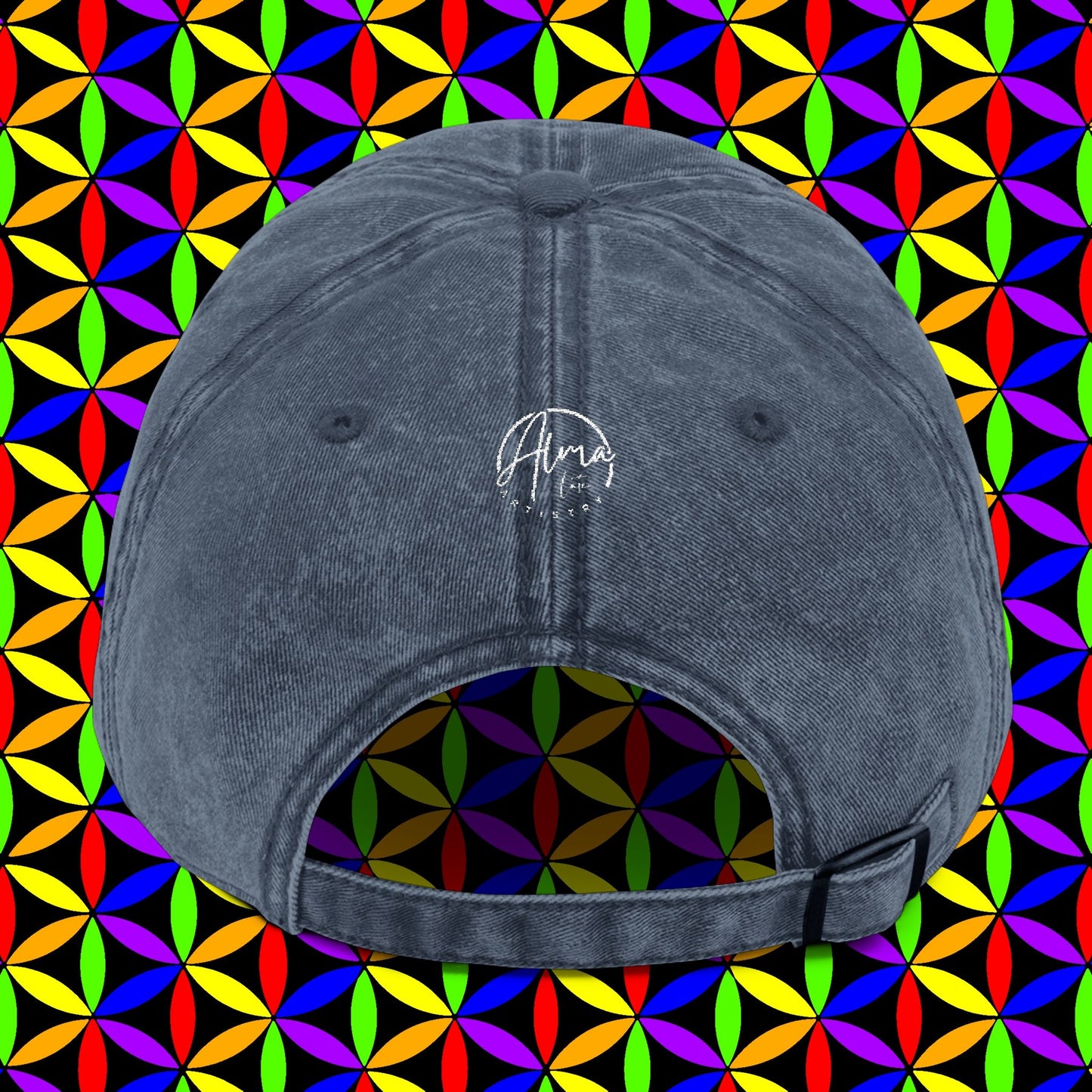 Embroidered Dad Hat | Rainbow Flower of Life Design | 100% Cotton | Conscious Spiritual Dad Hat | Sacred Geometry Hat Embroidery