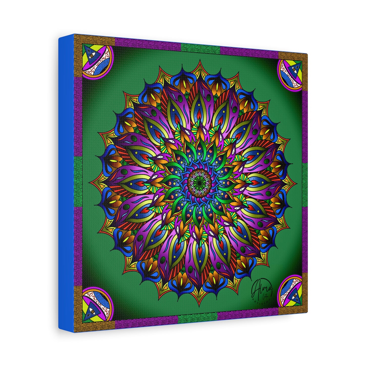 AlmaLaterArt, Mandala Meditation tool Art canvas, Psychedelic Visionary Art, Spiritual Wall Decor, Boho Home Decor, Mandala Art