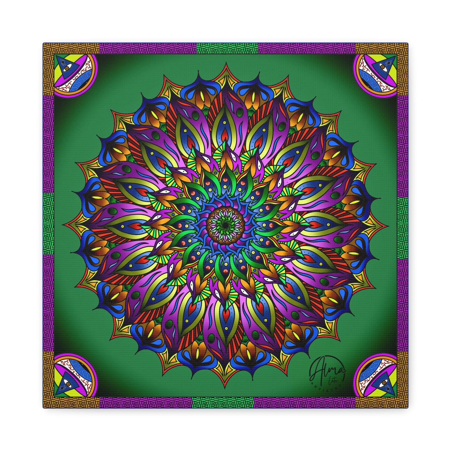 AlmaLaterArt, Mandala Meditation tool Art canvas, Psychedelic Visionary Art, Spiritual Wall Decor, Boho Home Decor, Mandala Art