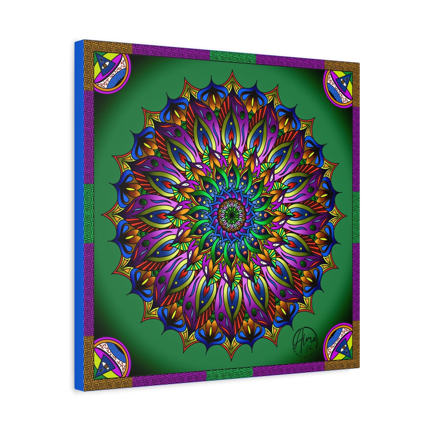 AlmaLaterArt, Mandala Meditation tool Art canvas, Psychedelic Visionary Art, Spiritual Wall Decor, Boho Home Decor, Mandala Art