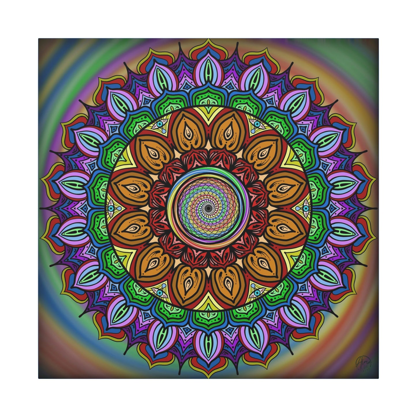 Mandala Canvas Art Print, Tears of Change, By AlmaLaterArt, Mandala Rainbow Swirl, Sacred Geometry, Visionary Art for Meditation, Psychedelic Decor, Wall art