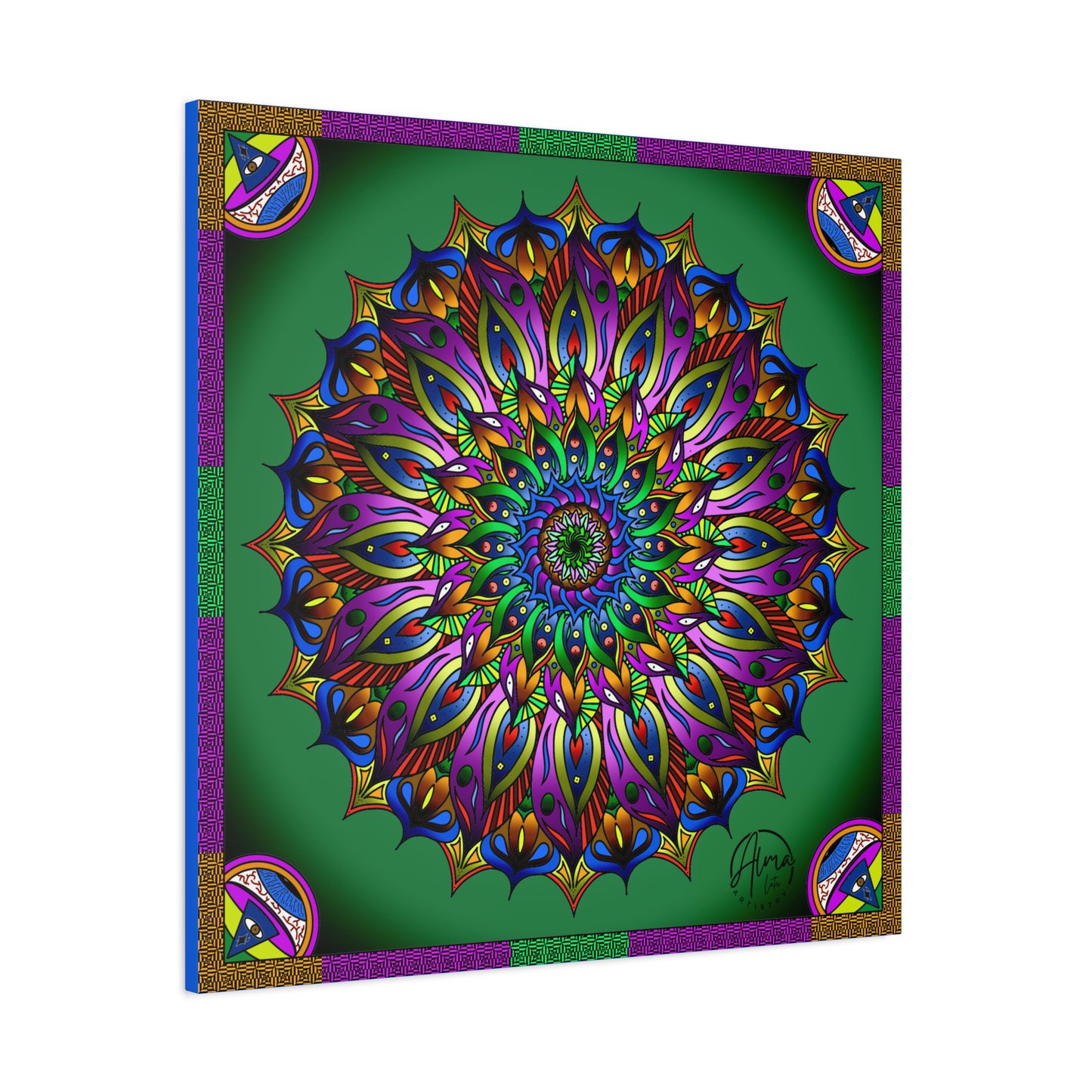 AlmaLaterArt, Mandala Meditation tool Art canvas, Psychedelic Visionary Art, Spiritual Wall Decor, Boho Home Decor, Mandala Art