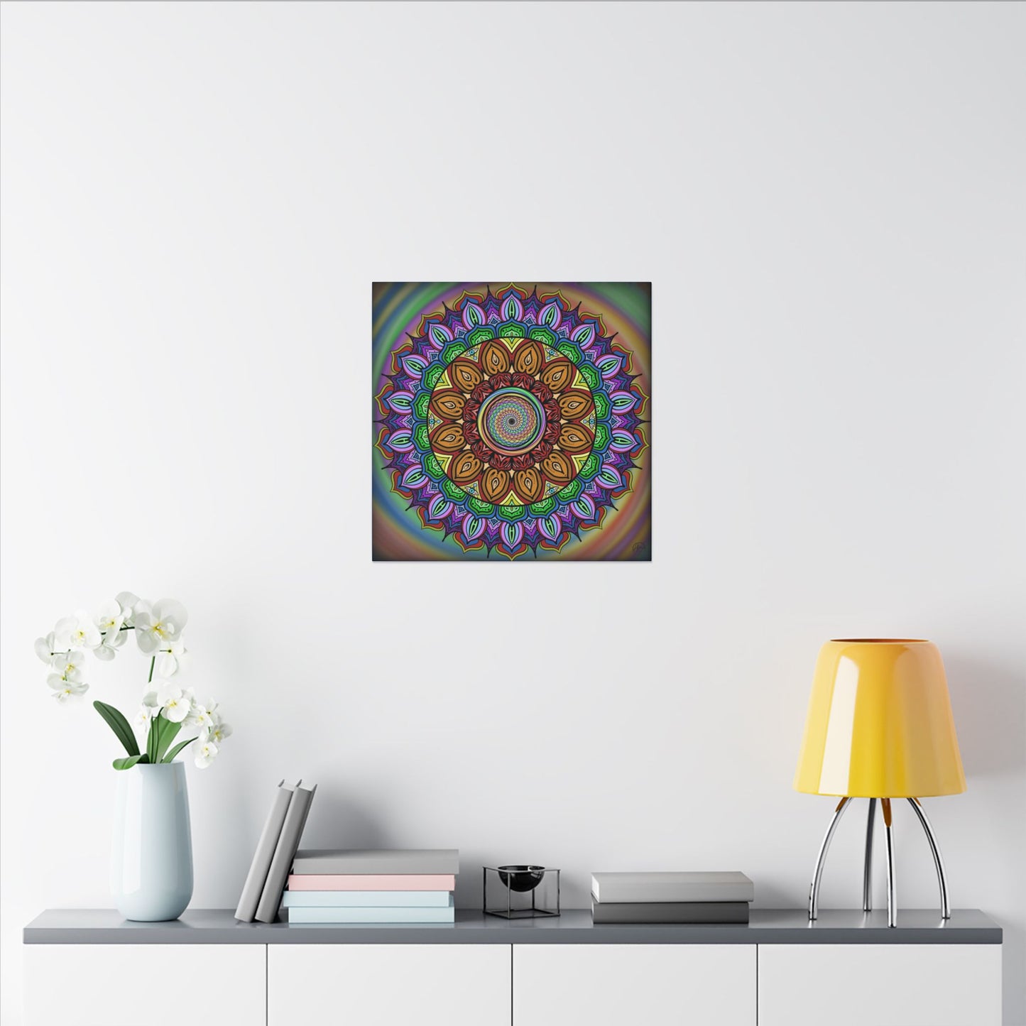 Mandala Canvas Art Print, Tears of Change, By AlmaLaterArt, Mandala Rainbow Swirl, Sacred Geometry, Visionary Art for Meditation, Psychedelic Decor, Wall art