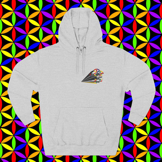 Fleece Art Hoodie, Sacred Geometry Rainbow Flower of Life Art, Psychedelic Visionary Logo Design, AlmaLaterArt, Trippy Hoodie, Festival