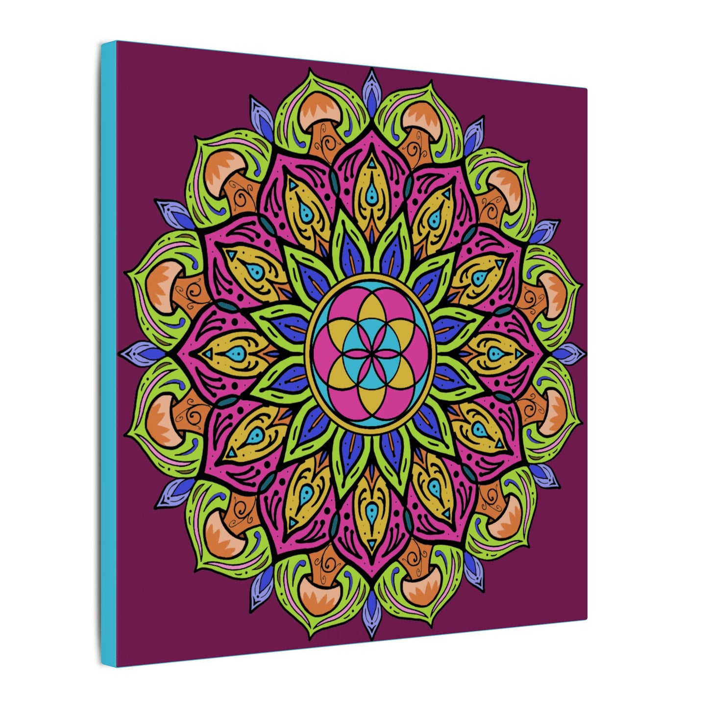 Meditation Tool "The Power of Mushrooms" Digital Art by AlmaLaterArt, Canvas Print, Sacred Geometry Mandala,Psychedelic Visionary Art