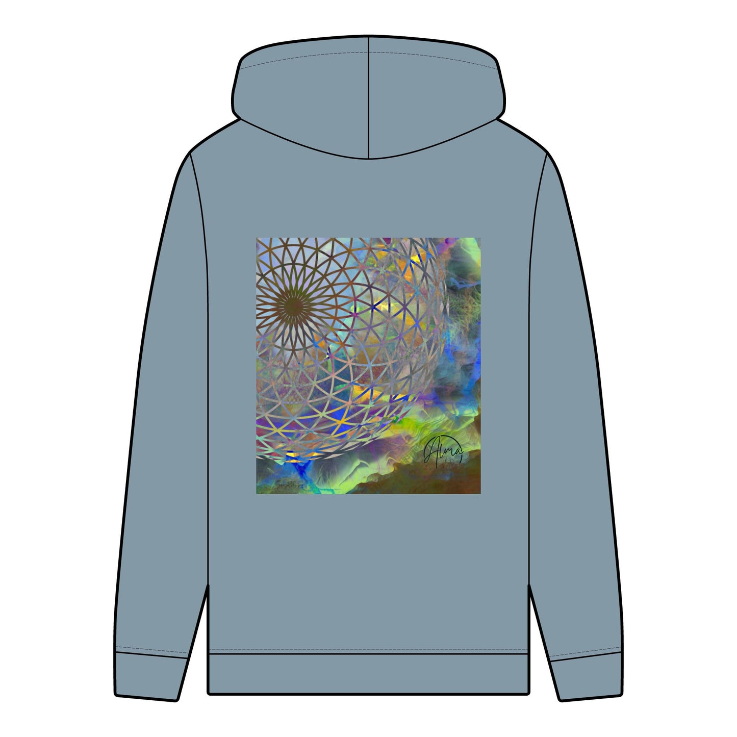 Organic Hoodie with Eye of the Storm Torus Art Sacred Geometry Design