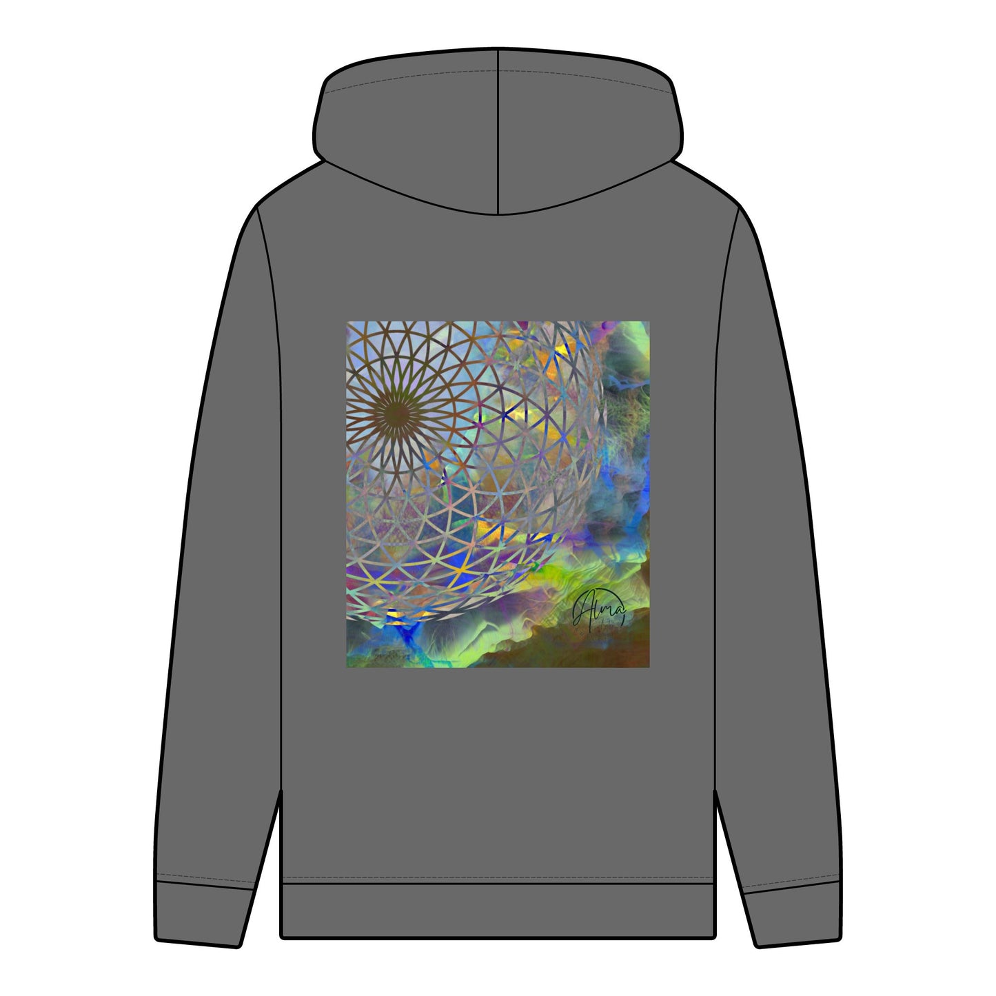 Organic Hoodie with Eye of the Storm Torus Art Sacred Geometry Design