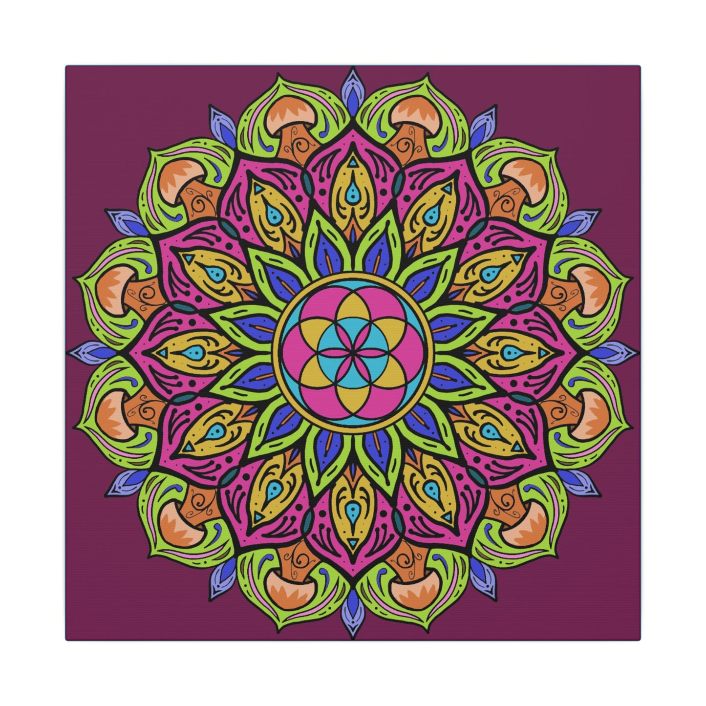 Meditation Tool "The Power of Mushrooms" Digital Art by AlmaLaterArt, Canvas Print, Sacred Geometry Mandala,Psychedelic Visionary Art