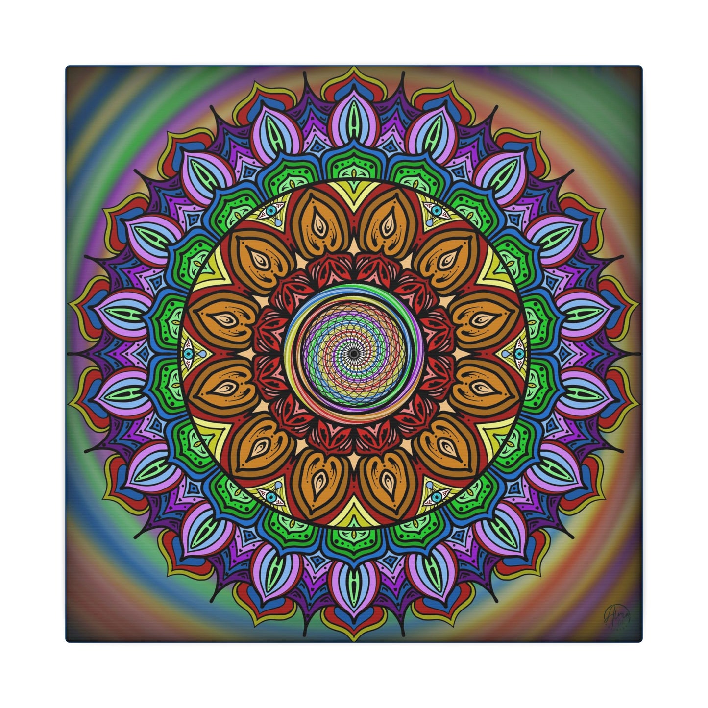 Mandala Canvas Art Print, Tears of Change, By AlmaLaterArt, Mandala Rainbow Swirl, Sacred Geometry, Visionary Art for Meditation, Psychedelic Decor, Wall art