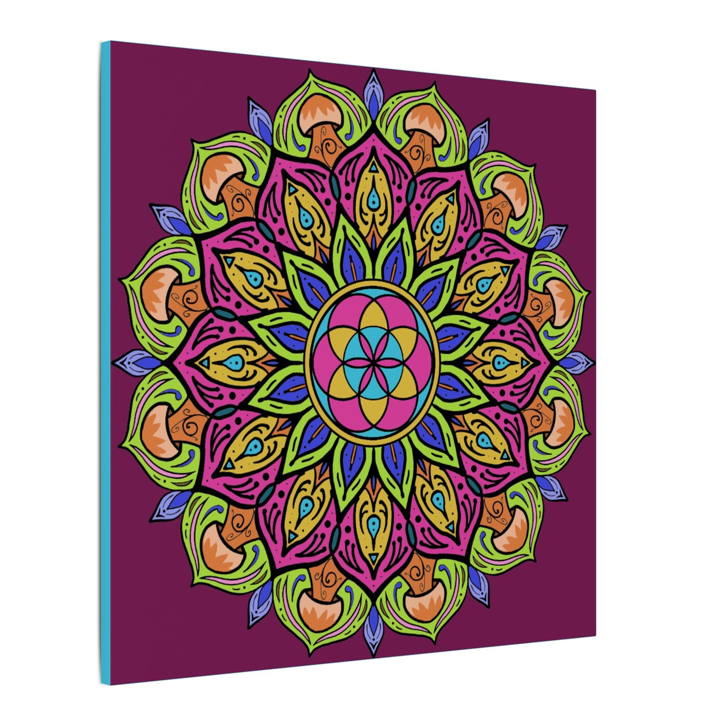 Meditation Tool "The Power of Mushrooms" Digital Art by AlmaLaterArt, Canvas Print, Sacred Geometry Mandala,Psychedelic Visionary Art