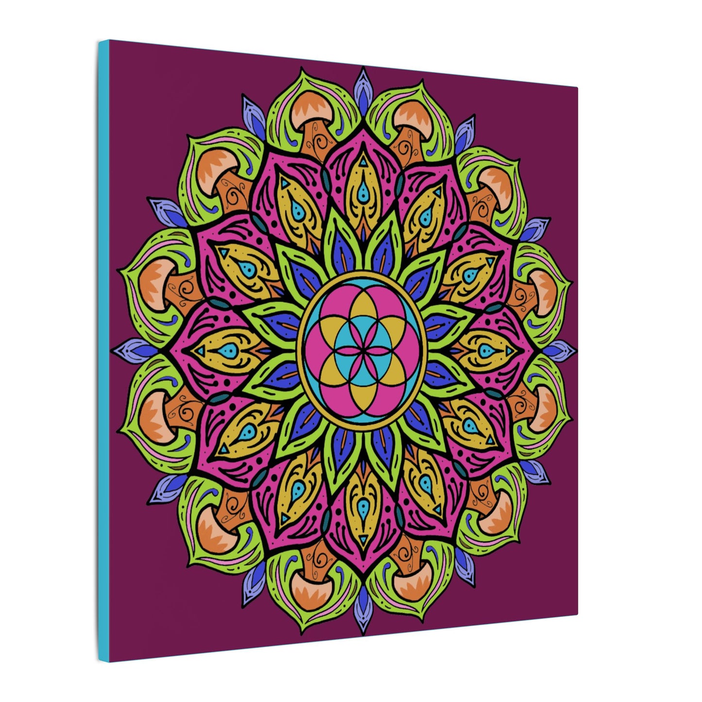 Meditation Tool "The Power of Mushrooms" Digital Art by AlmaLaterArt, Canvas Print, Sacred Geometry Mandala,Psychedelic Visionary Art
