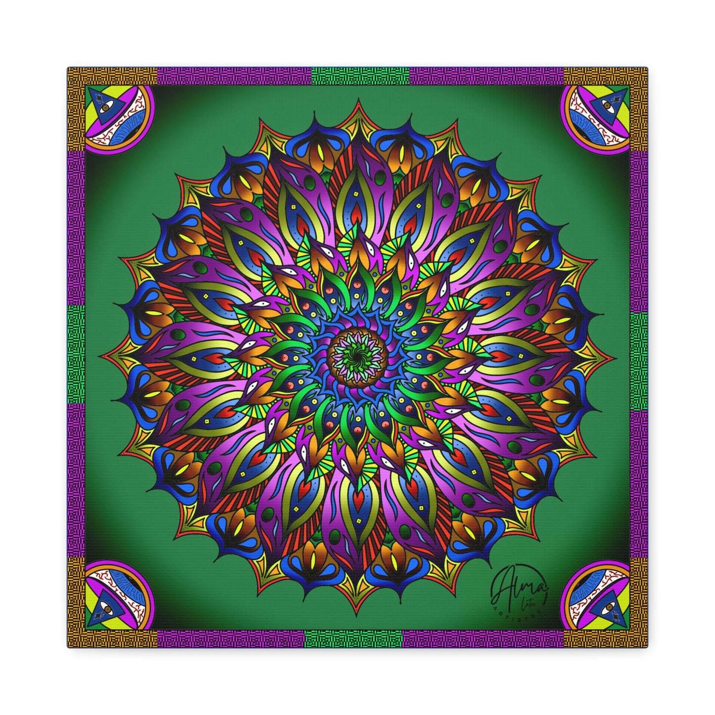 AlmaLaterArt, Mandala Meditation tool Art canvas, Psychedelic Visionary Art, Spiritual Wall Decor, Boho Home Decor, Mandala Art