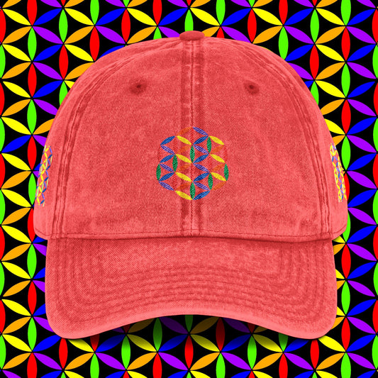 Embroidered Dad Hat | Rainbow Flower of Life Design | 100% Cotton | Conscious Spiritual Dad Hat | Sacred Geometry Hat Embroidery