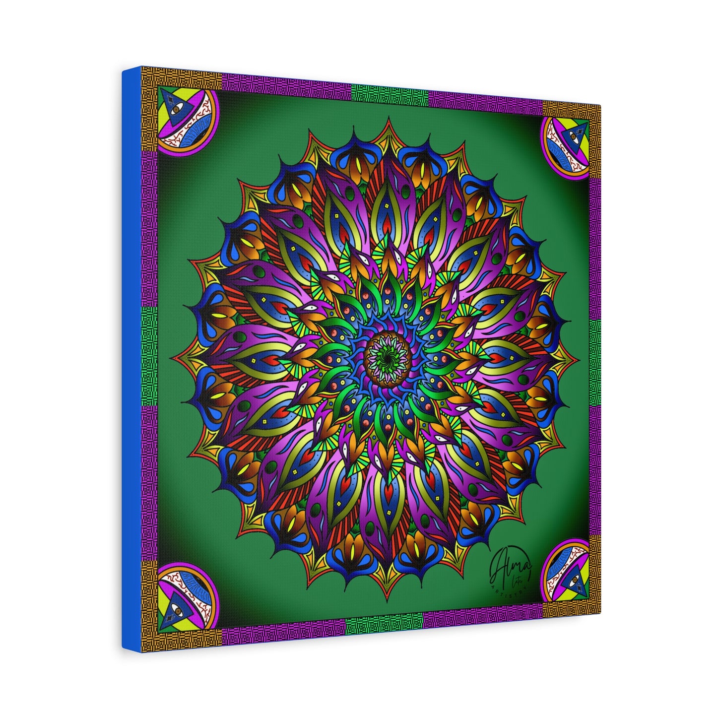 AlmaLaterArt, Mandala Meditation tool Art canvas, Psychedelic Visionary Art, Spiritual Wall Decor, Boho Home Decor, Mandala Art