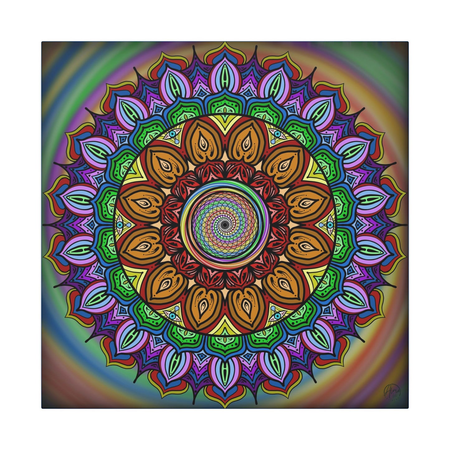 Mandala Canvas Art Print, Tears of Change, By AlmaLaterArt, Mandala Rainbow Swirl, Sacred Geometry, Visionary Art for Meditation, Psychedelic Decor, Wall art