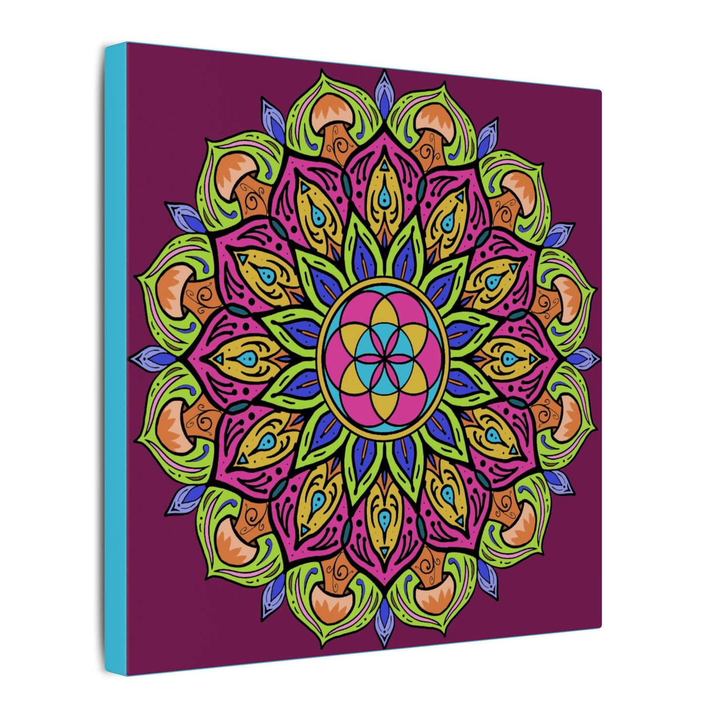 Meditation Tool "The Power of Mushrooms" Digital Art by AlmaLaterArt, Canvas Print, Sacred Geometry Mandala,Psychedelic Visionary Art