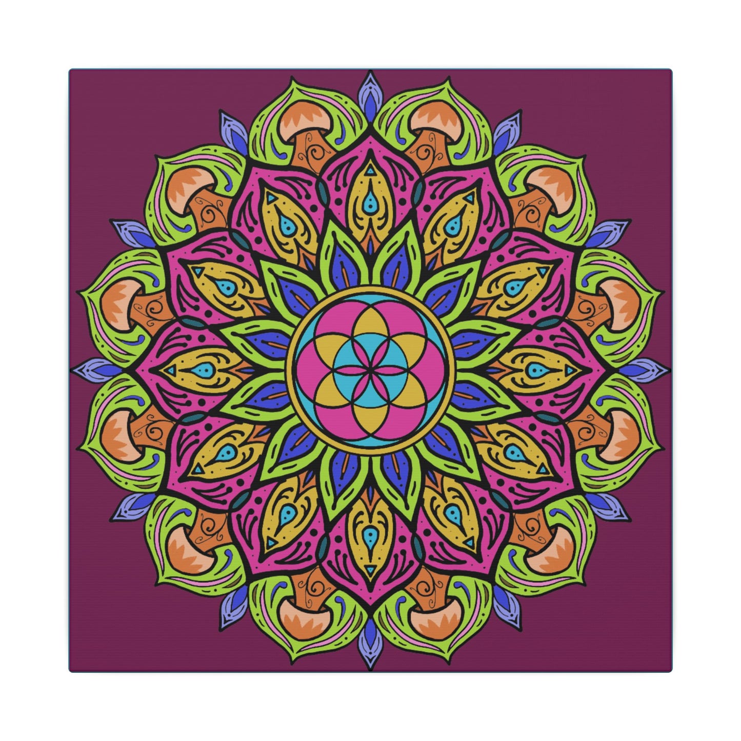 Meditation Tool "The Power of Mushrooms" Digital Art by AlmaLaterArt, Canvas Print, Sacred Geometry Mandala,Psychedelic Visionary Art