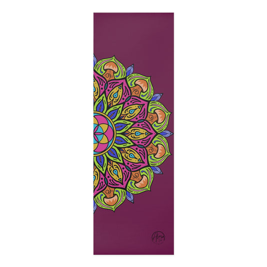 Yoga Mat, Sacred Geometry Mandala Pattern By AlmaLaterArt, Power of Mushrooms, Meditation Mat, Workout Mat, Visionary Art yoga mat