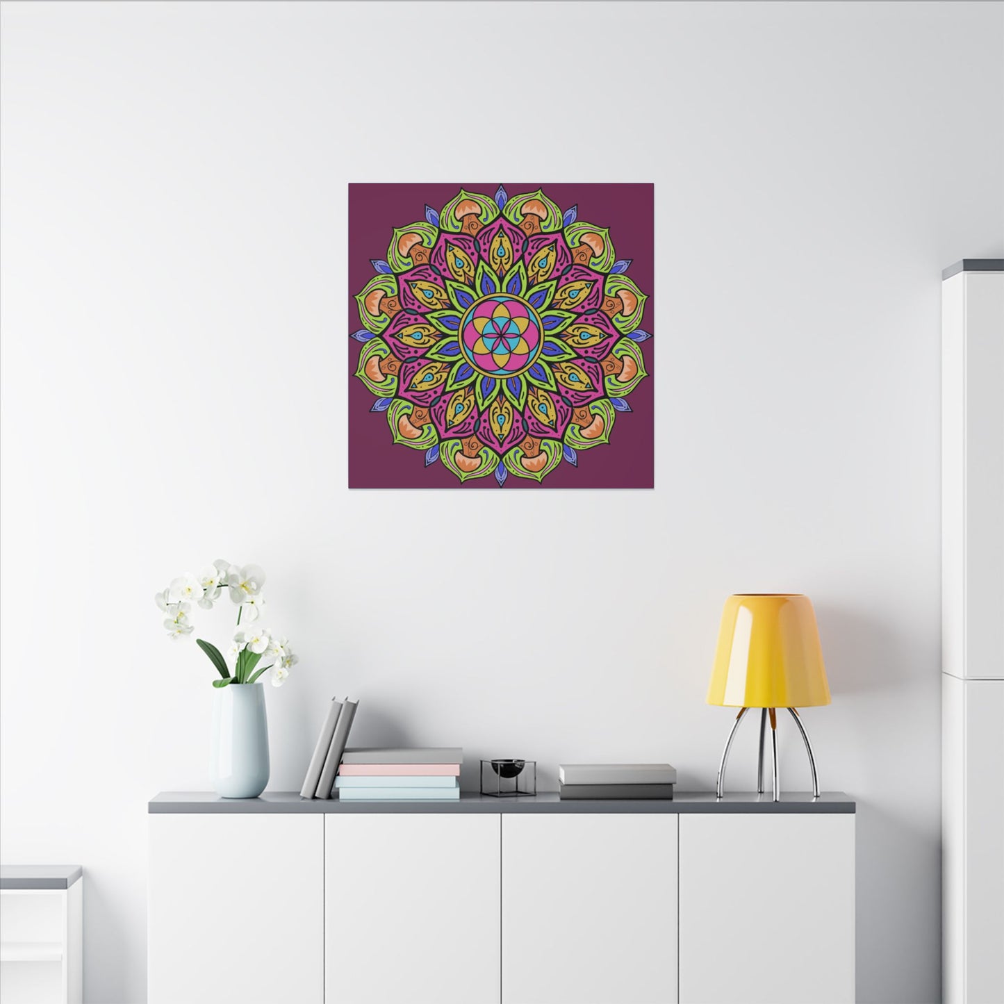 Meditation Tool "The Power of Mushrooms" Digital Art by AlmaLaterArt, Canvas Print, Sacred Geometry Mandala,Psychedelic Visionary Art