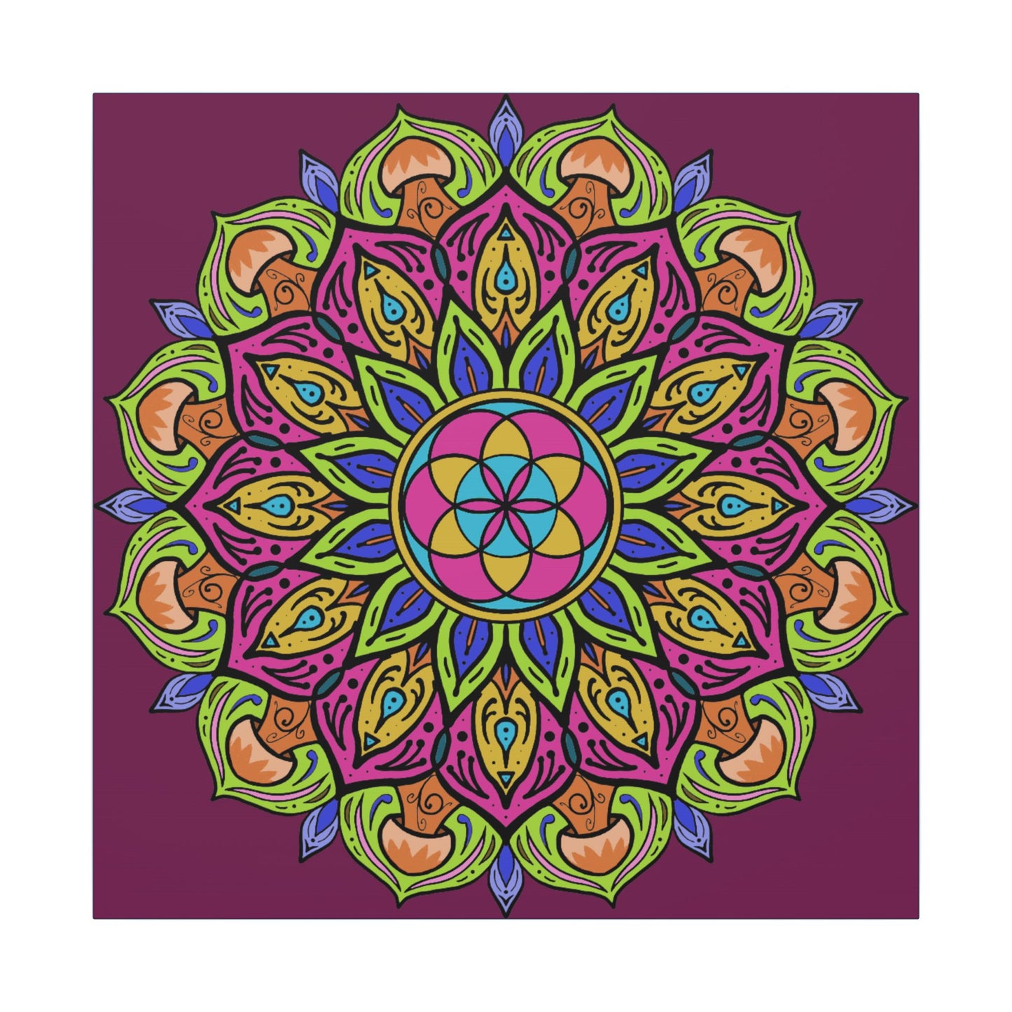 Meditation Tool "The Power of Mushrooms" Digital Art by AlmaLaterArt, Canvas Print, Sacred Geometry Mandala,Psychedelic Visionary Art